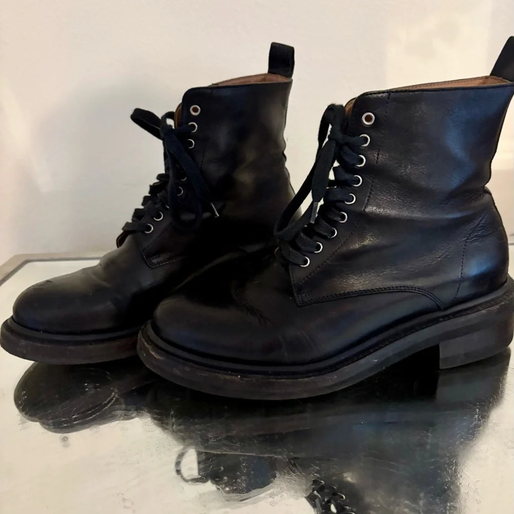 Women’s Frye Alice Black Leather Combat Boots - Picture 3 of 14